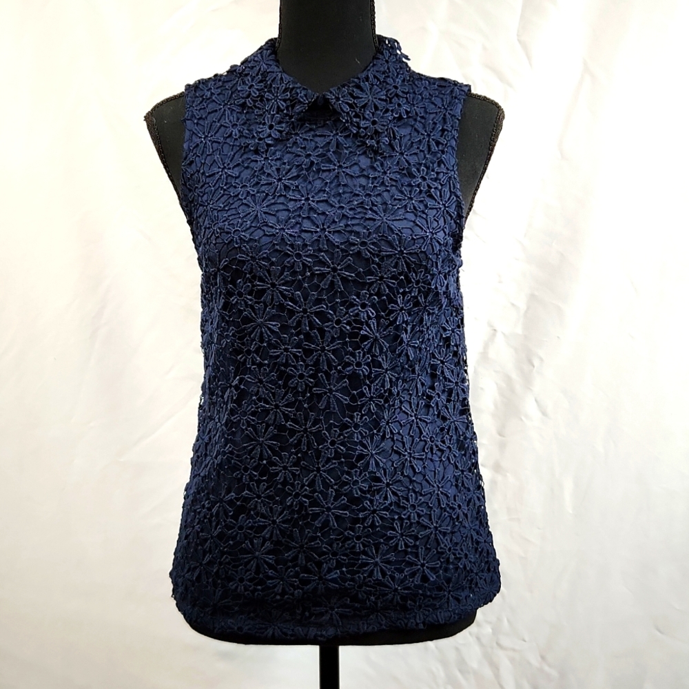 Preppy floral Navy blue blouse